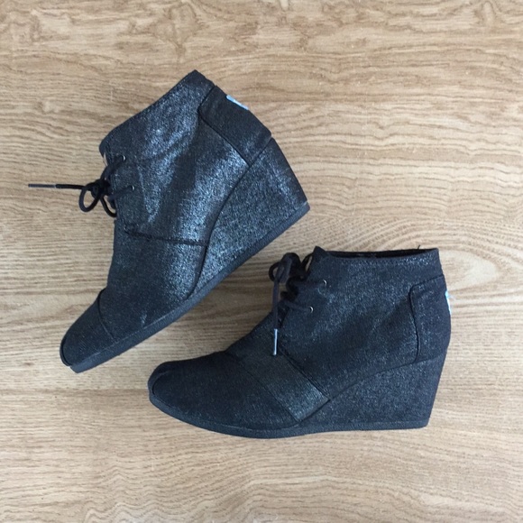 denim wedge booties